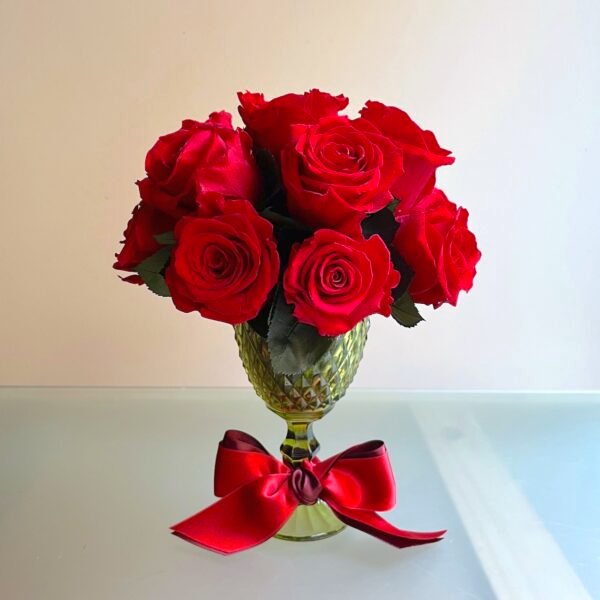 Rosas sobre copa de agua