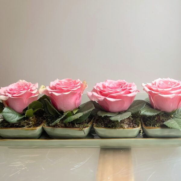 Cuatro Rosas en bandeja